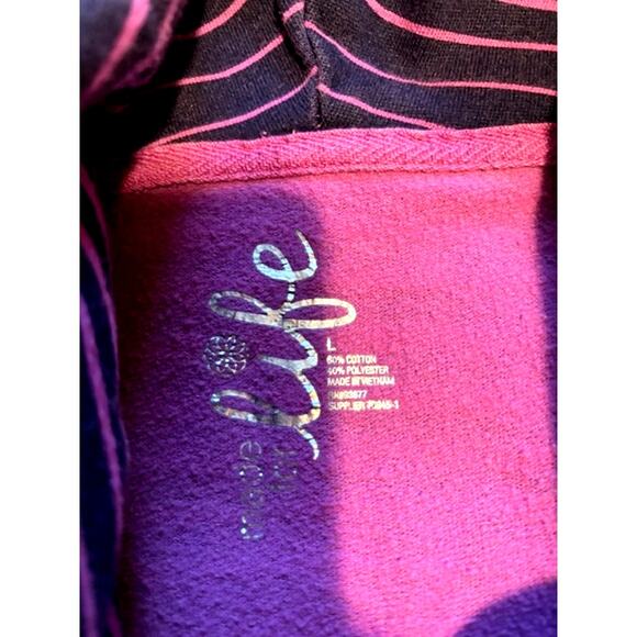 Made for Life Womens Sz Lg Pink/Purple Striped Cowl Neck Sweatshirt Loungewear - Picture 4 of 8